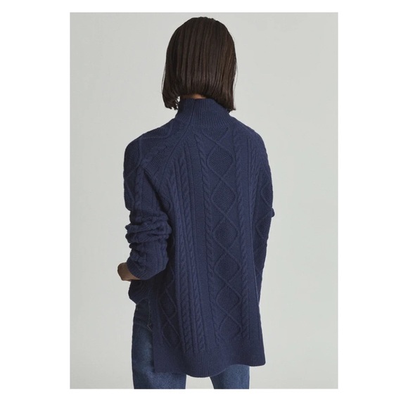 Gently Worn REISS “Nina” Cable Knit Relaxed Fit Wool Blend Tunic Jumper - Picture 7 of 12